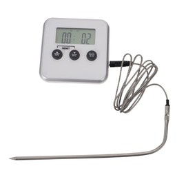 iplusmile BBQ Thermometer with Temperature Alarm Function Multipurpose Food Thermometer for Grilling Cooking Baking LCD Screen Magnetic Back for Easy Attachment Accurate Meat