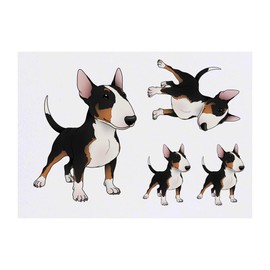 4 x 'White & Black Brindle Bull Terrier Dog' Temporary Tattoos - Water Resistant, Skin-Safe, Non-Toxic Transfers, Mixed Sizes (TO00084896)