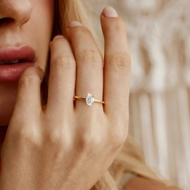 JSJOY Gold Rings for Women Non Tarnish S925 Diamond Rings 1CT Wedding Registry Gifts 40th Birthday Gifts for Women Friendship