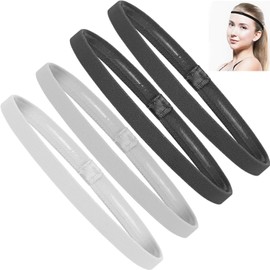 4 Pcs Elastic Thin Headbands for Women Thin Non-Slip Elastic Sport Headbands Skinny Headbands Workout Grip for Men Women Football Basketball Soccer Tennis Yoga