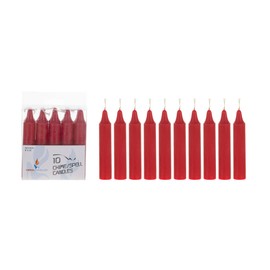 Mega Candles 10 pcs Unscented Red Mini Taper Candle, 4 Inch Tall x 3/4 Inch Diameter, Great for Casting Chimes, Rituals, Spells, Vigil, Witchcraft, Wiccan Supplies, Wax Play & More