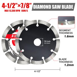 JINSINA 4.5” Diamond Saw Blades for Angle Grinder, Segmented Concrete Blade for Dry & Wet Cutting, Fast Smooth Cutting for Masonry Marble Granite Bricks 3 PCS