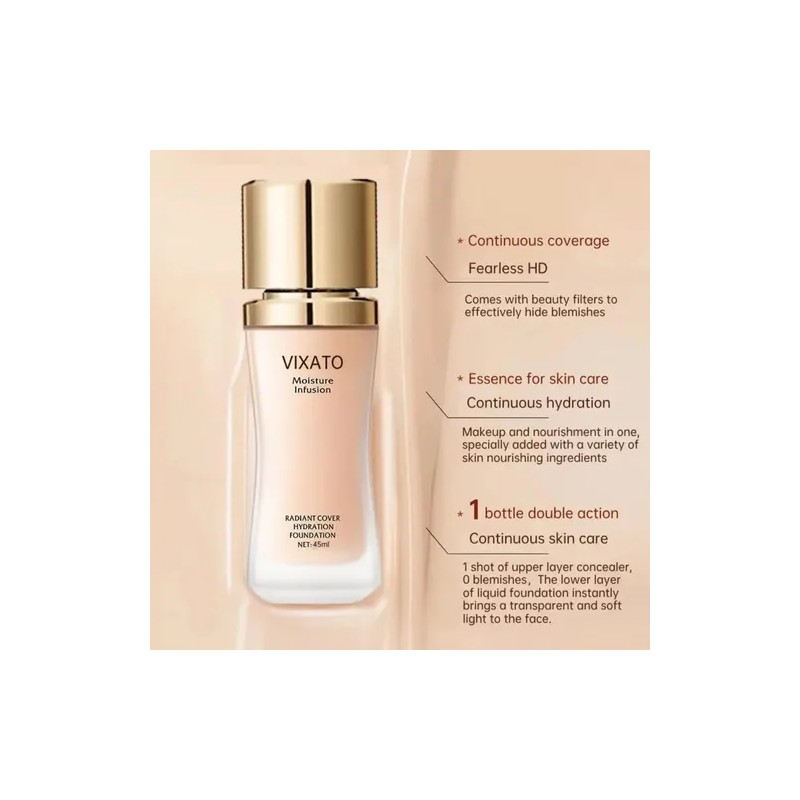 Base Correctora Líquida Cover Hydration De 45 Ml De Vixato