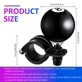Tallew 1 Pcs Black 8 Ball Steering Wheel Knob Spinner Suicides Knob for 360 Degrees Rotation Steering Wheel Accessories for Cars Trucks Semis Tractors