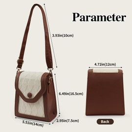 MultiValue Crossbody Wallet Bag, Small Crossbody Purse Patchwork Magnetic Buckle Leather Shoulder Wallet Purse with Adjustable Shoulder Strap for Women Girls (Brown)