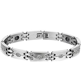 JewelryWe Women’s Stainless Steel Bracelet Jewellery Magnetic Therapy Ball Pearl Beads Link Wrist Chain Silver, Stainless Steel, Zirconia