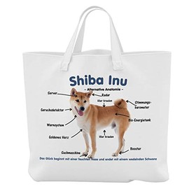 Merchandise for Fans Shiba Inu Alternative Anatomy 01 Shopping Bag / Beach Bag, White with photographic print, shoulder bag