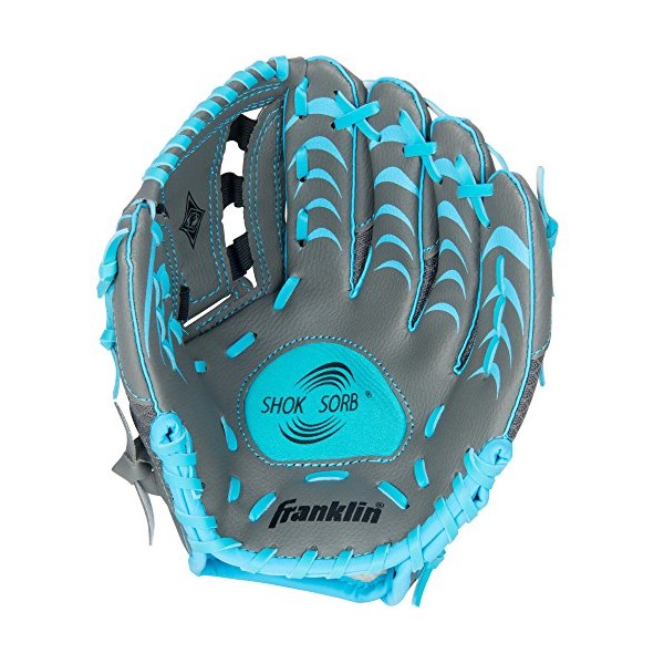 Franklin Sports Kids Baseball Glove - Youth Baseball, Softball + Teeball Glove for Boys + Girls - Shok Sorb Glove - Right Hand Throw - Blue - 10.5"