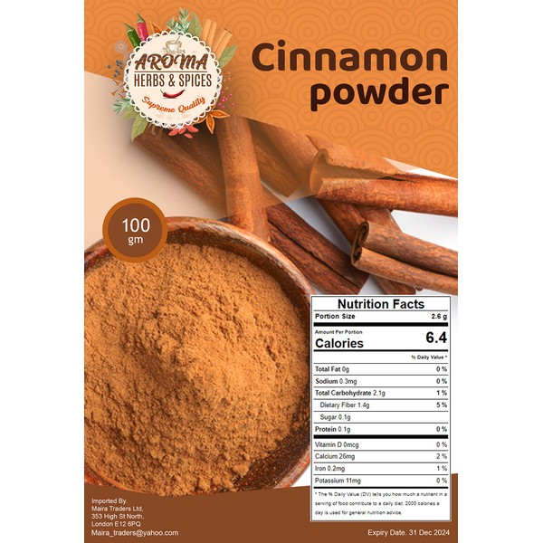100gm | Cinnamon Powder | Dalchini Powder | Taj Powder | Authentic | Aromatic | Cinnamon Ground | Cinnamon Powder, 100% All-Natural, Cinnamon Gently Dried and Ground, Without additives (100 Gram)