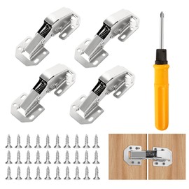 Pack of 4 Screw-On Hinges Soft Close Hinges for Cabinet Doors 90° Cabinet Hinges with Hinge Screws Cabinet Hinges Furniture Hinges for Furniture Cabinet Door Wooden Door (113 x 43 mm)