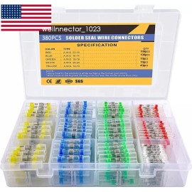 eleconewire712 390/100 Solder Seal Sleeve Heat Shrink Butt Wire Connectors Terminals Waterproof - 380PSC Mix Pack