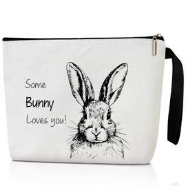 Canvas Makeup Bag for Women, Some Bunny Loves You Bunny Bag Cute Makeup Pouch Cosmetic Bag Travel Essential Zipper Bag, Pencil Bag Toiletry Bag Bunny Lovers Gift for Daughter Mom Friends Bestie -M007