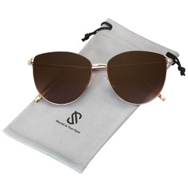 SOJOS Mirrored Flat Lens Fashion Sunglasses for Women SJ1085 Gold Frame/Gradient Brown Lens