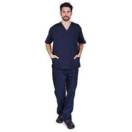 Natural Uniforms Comfortable Fit Men's Workwear Uniform 8 Pocket Top and Pant Set L Dark Navy Blue