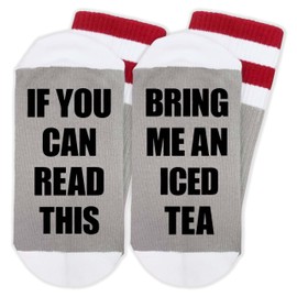 EJGFS Funny Socks for Iced Tea Lovers, ‘If You Can Read This, Bring Me An Iced Tea’ Novelty Socks Gifts for Family, Friends, etc., Favors for Birthday, Christmas, Thanksgiving, etc. (071)
