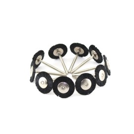 TEMO 10 pc Nylon Plastic Bristle 3/4 Inch Flat Wire Brush #403 1/8 Inch Shank for Dremel Rotary Tools