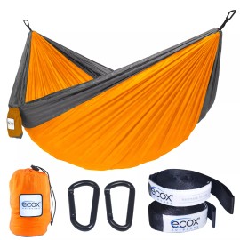 ecox Outdoors parachute Hammock Single with 2 Tree Straps, Portable Lightweight