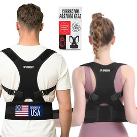 SPORTIFY Corrector De Postura Completo y Faja Lumbar para Hombre y Mujer Ajustable Unisex Para Dolor De Espalda por Trabajo Cargar de Uso Diario...   