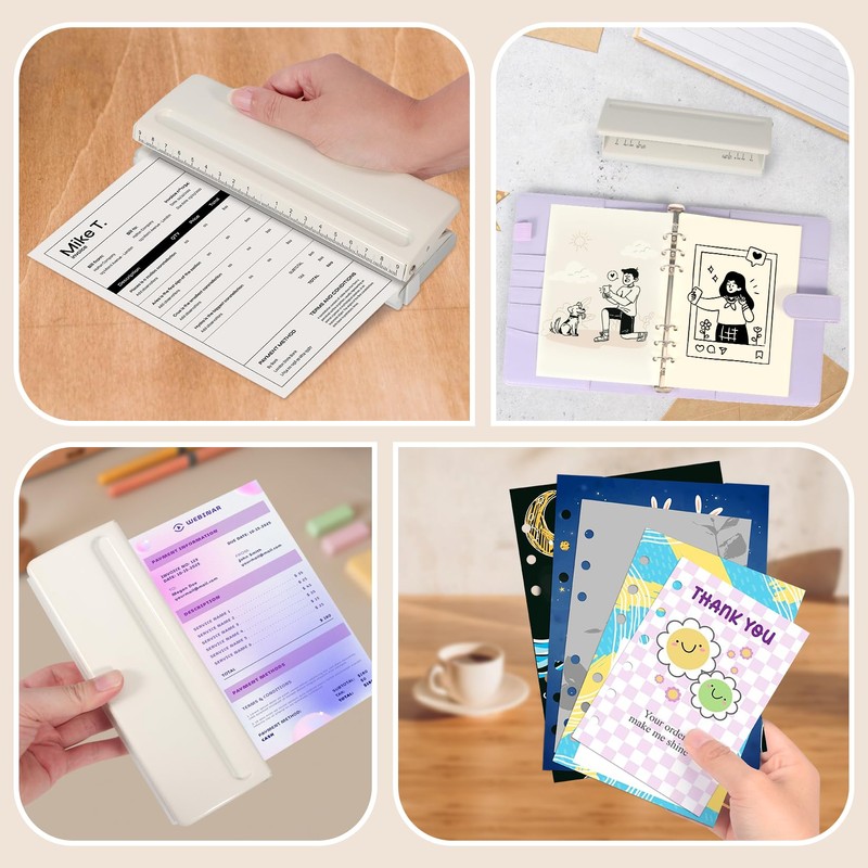 Metal Adjustable 6 Hole Punch for A5 A6 A7 Binders/Planners,