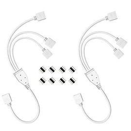 DOITOOL RGB Led Strip Splitter Cable Kit 2 Way Splitter Connectors 4 Pin Led Strip Connectors with 8 Male Plugs for DIY Lighting