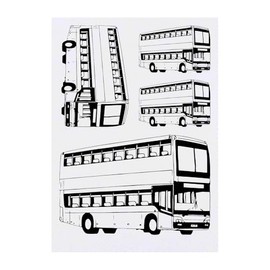 4 x 'Double Decker Bus' Temporary Tattoos - Water Resistant, Skin-Safe, Non-Toxic Transfers, Mixed Sizes (TO00074770)