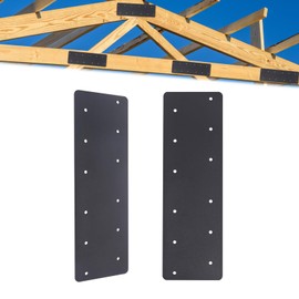 2 Pcs Straight Steel Plate, I Shape Flat Bracket (actual size 15.7 “L x 4.8 ”W), Heavy Duty Black Flat Straight Mending Bracket Plate For 6"x6” Repairing House Beams, Furniture, Gazebos, Truss Frames