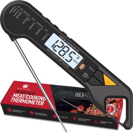 Monarchef Professional Meat Thermometer - Instant Read Food Thermometer with Waterproof Design, Backlight, Hold/Min/Max Function - Cooking Thermometer for Grilling, BBQ and Kitchen Use