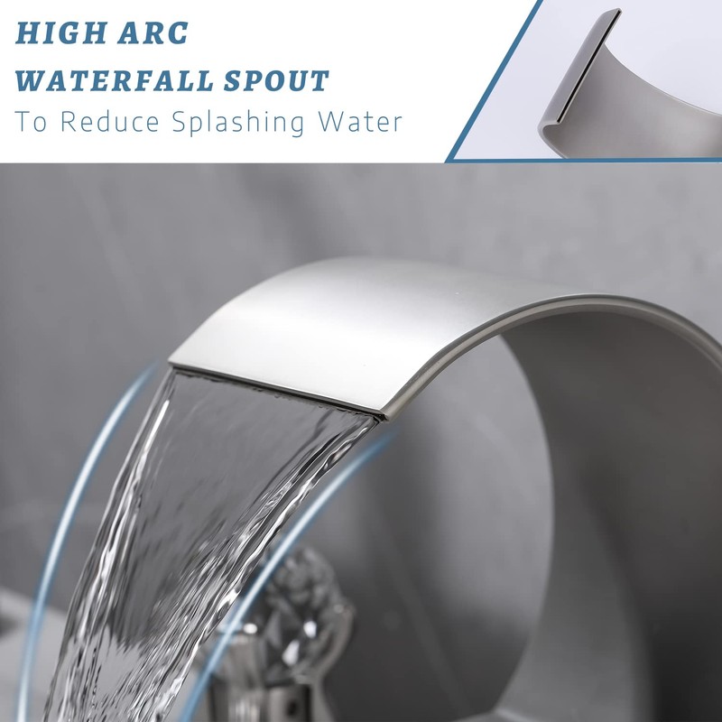BANGPU Bathroom Sink Faucet 3 Hole Widespread Waterfall Bathroom Faucets