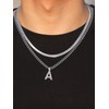 Esmoly Men's Necklace with Letters A-Z Silver Gold Black Letters