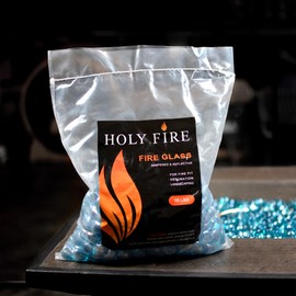 Holy Fire 1-inch Fire Glass Diamonds for Fire Pits, Reflective Diamonds Rocks for Natural or Propane Gas Fireplaces Fire Bowls, Indoor & Outdoor Landscaping. (10 Pounds, Caribbean Blue)