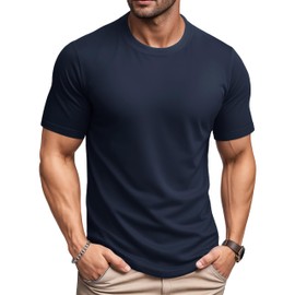 MAGCOMSEN Mens T-Shirts Short Sleeve UPF 80+ Sun Protection UV Shirts Lightweight Moisture Wicking Casual Crew Neck Basic Tees Navy 2XL