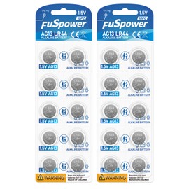 Fuspower LR44 Batteries AG13 303 357 A76 SR44 Alkaline Button Cell Battery (20 Count (Pack of 1))