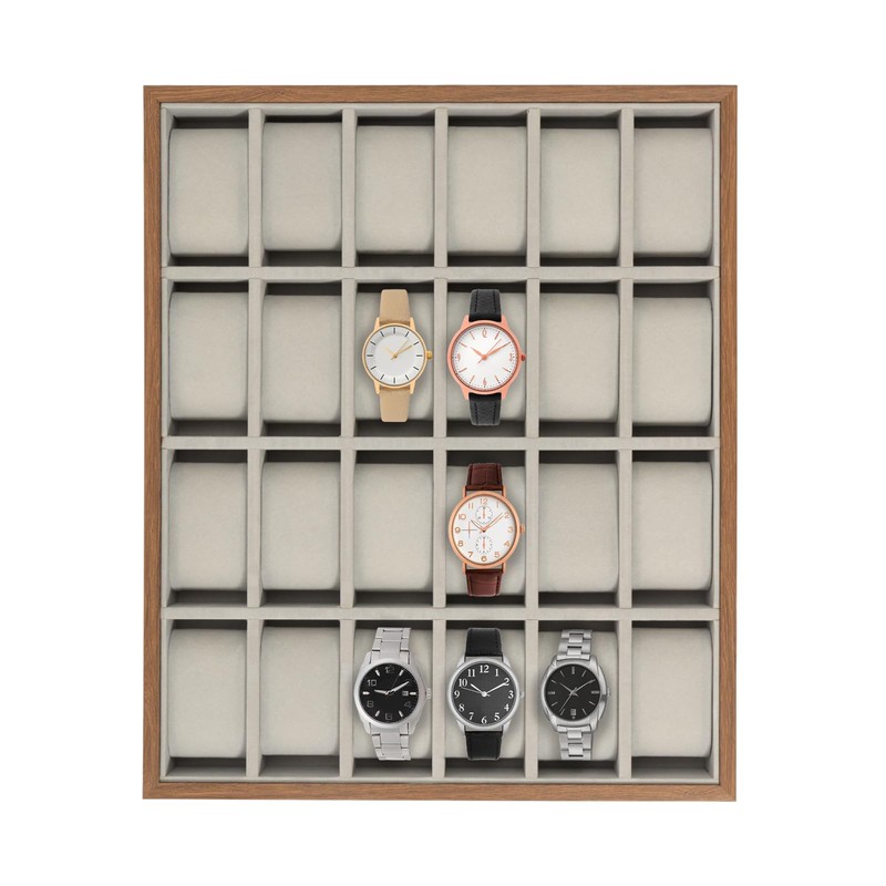 24 Grid Watch Tray Jewelry Organizer Wooden Box Organizer Display