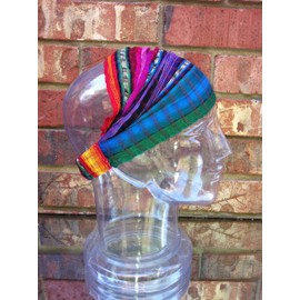 Inspirit Arts Small Jeweltone Headband Expandable Handwoven Open Net Weave Lightweight Bandana Headwrap Elastic 100% Cotton Hair Scarf