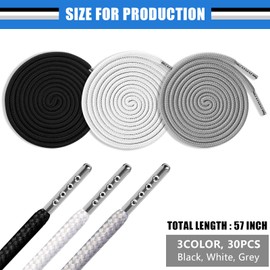 30PCS Drawstring Cords Replacement Drawstrings, 57 Inch Replacement Drawstring with 3 Pieces Drawstring Threader Tool, Durable Drawstring for Sweatpants Shorts Pants Jackets Coats