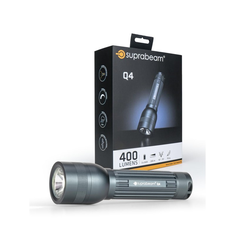 Suprabeam Q4 LED Flashlight 400 Lumens IPx4 Splash Waterproof Sliding