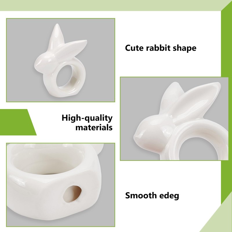 Peacoblue 8PCS Easter Rabbit Napkin Rings, Bunny Table Decor for