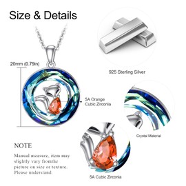 JFASHOP Celtic Crystal Necklace Women's 925 Sterling Silver Celtic Knot Necklace Crystal Pendant Celtic Jewellery Valentine's Day Gifts for Women Girls, Sterling Silver, Emerald