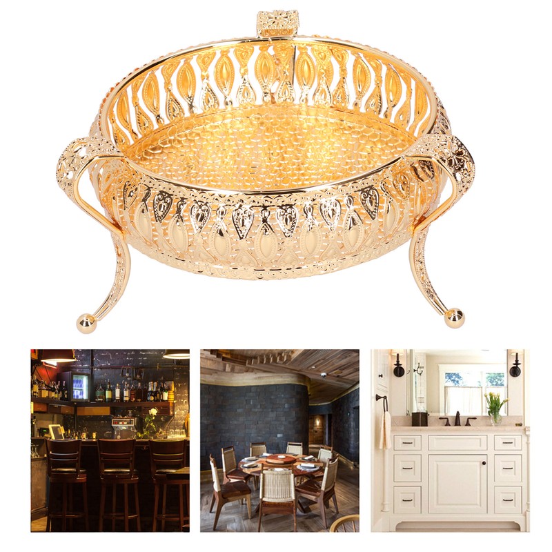 Fruit Tray Metal Round Place Snacks Small Jewelry Multifunctional Home