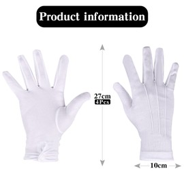MATORD 2 Pairs White Nylon Gloves with Press Stud for Formal Tuxedos, Ceremonial Team Uniforms, Santa Claus, White