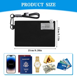 Portamonete con Lucchetto, Proteggi Contanti, Telefono, Carte di Credito, 21 cm x 13 cm Borsa Porta Soldi con Lucchetto, per Foto di Valore, Passaporto, Gioielli Borsa per Documenti con Lucchetto