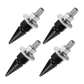 MUQIDA 4 PCS Spikes License Plate Screws for Car, Anti Theft Spike Shape License Plate Fastener Bolt Kit, Aluminum Car Tag Frame Fastening Screws Decoration for SUV Truck Motorcycle (Black)