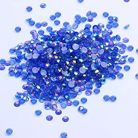 MajorCrafts 2000pcs 4mm ss16 Transparent AB Flat Back Round 14 Facets Resin Rhinestones Arts and Crafts Embellishment Gems (Clear Sapphire Blue AB T36)