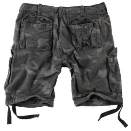 Surplus Raw Vintage Airborne Vintage Men's Cargo Shorts - Black (Black Camo) Plain, size: xl