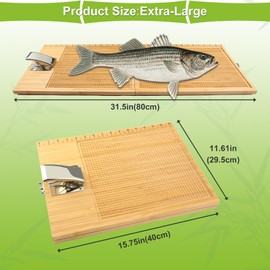 Essenhome Foldable Fish Cleaning Board with Clamp - Extra Large 32"x 12"Fish Cutting Board - Non-Slip Surface, Portable Fish Measuring Board - Ideal Gift for Anglers and Outdoor Enthusiasts