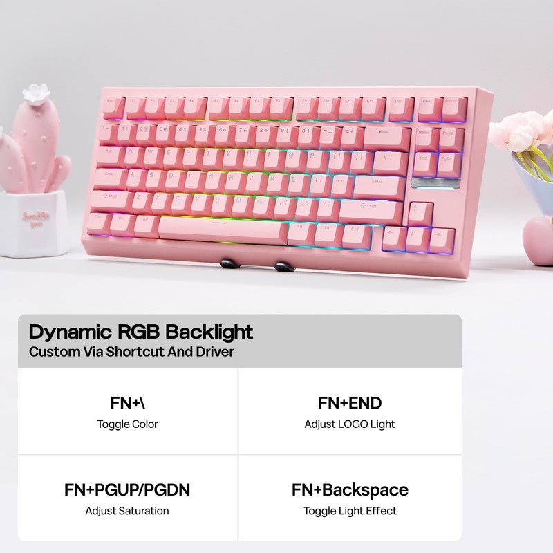 EPOMAKER G84 80% RGB Gaming Mechanical Keyboard, 2.4GHz/ Type-C/BT Wireless