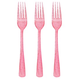 50 Pcs Pink Plastic Forks, Pink Plastic Silverware, Pink Plastic Utensils - 50 Pink Forks for Brithday, Wedding, Baby Shower, Bridal Shower