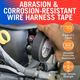 Better Boat 3pk Wire Harness Tape, Heat Resistant Loom Fabric Wrap, High-Temperature Cloth Electrical Wiring, 3/4" x 50ft, Marine and Automotive Felt