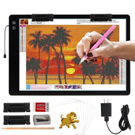 KOBAIBAN Rechargeable Large A2 Tracing Light Pad, 3 Colors Light Mode Diamond Painting Cordless Light Board, 6-Level/Stepless Adjusted Brightness Wireless Artist Light Box Copy Table for Designing