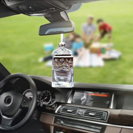 3Pcs Car Air Freshener Ornament, KIMISS Car Hanging Diffuser Empty Glass Perfume Bottle Air Freshner Refillable Fragrance Diffuser Empty Glass Bottle (Golden,Silver,Black)
